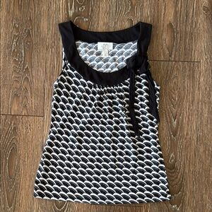 LOFT Black and White Tie Front Tank Top very soft. Petite sizing